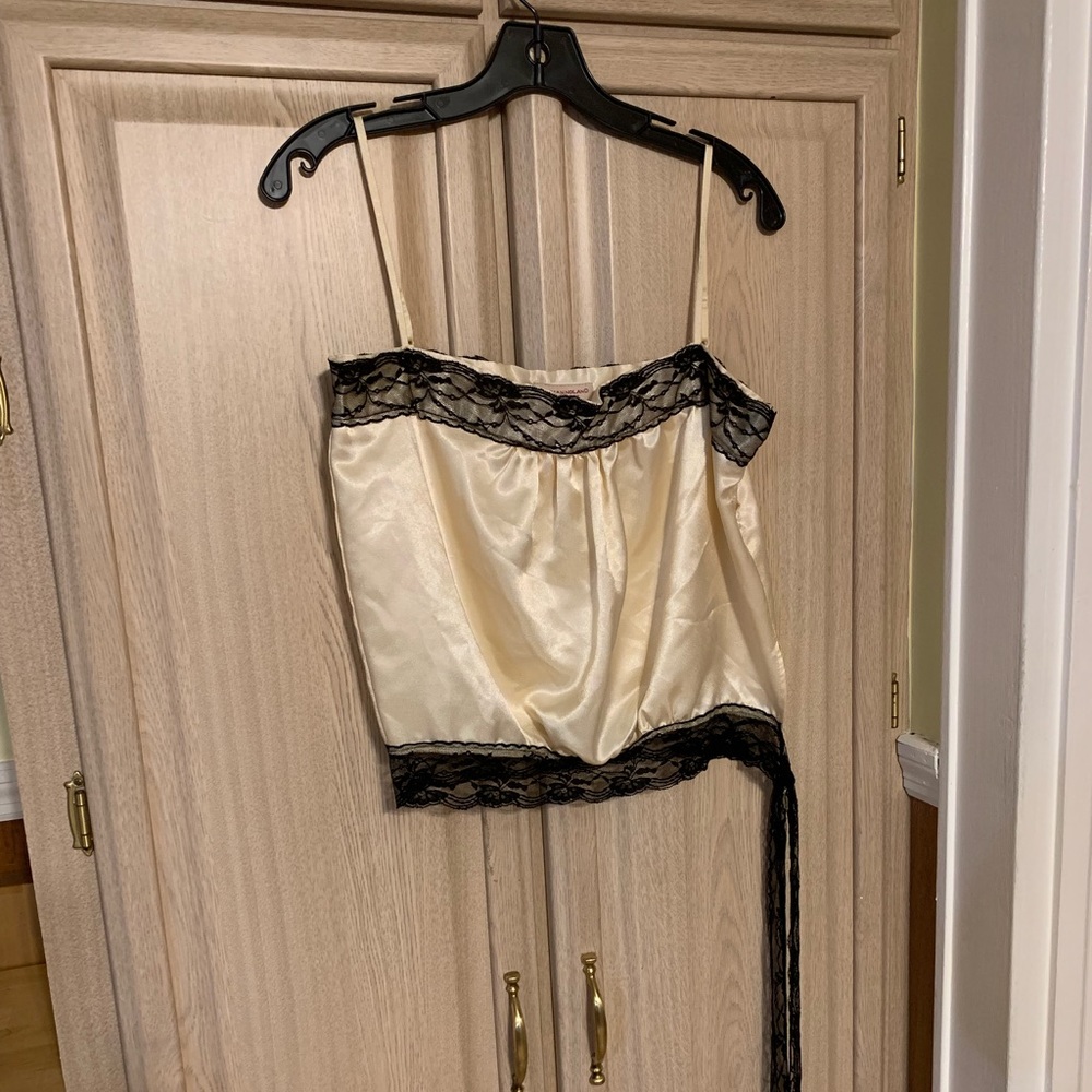 Champagne top with black trim